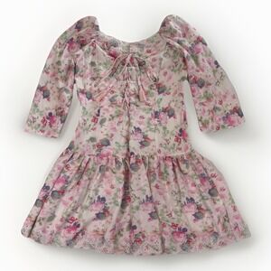 Yvonne & Love Deeba Mini Dress Womens Large Multi Floral Embroidered Eyelet Lace